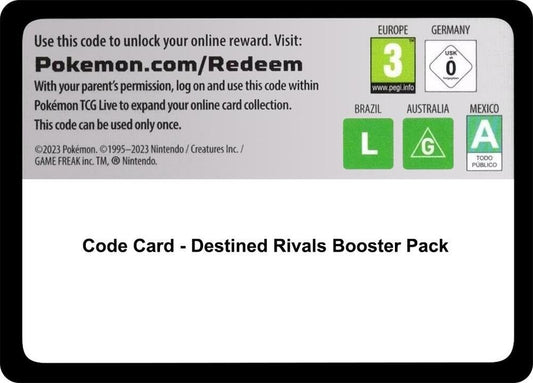 Code Card - Destined Rivals Booster Pack - SV10: Destined Rivals (DRI)