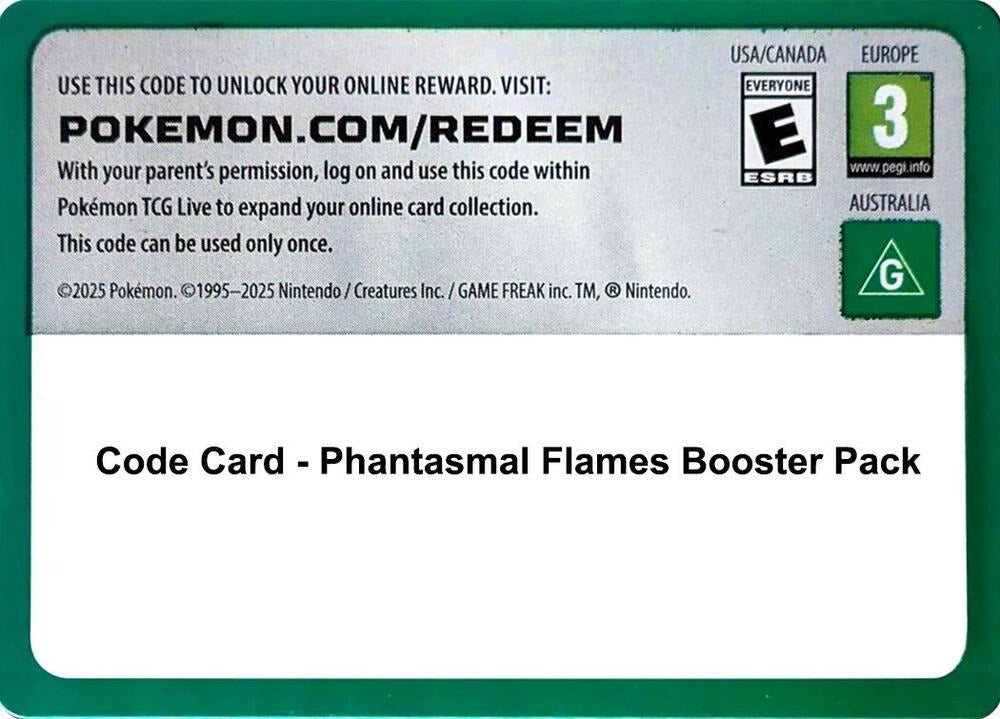 Code Card - Phantasmal Flames Booster Pack - ME02: Phantasmal Flames (PFL)